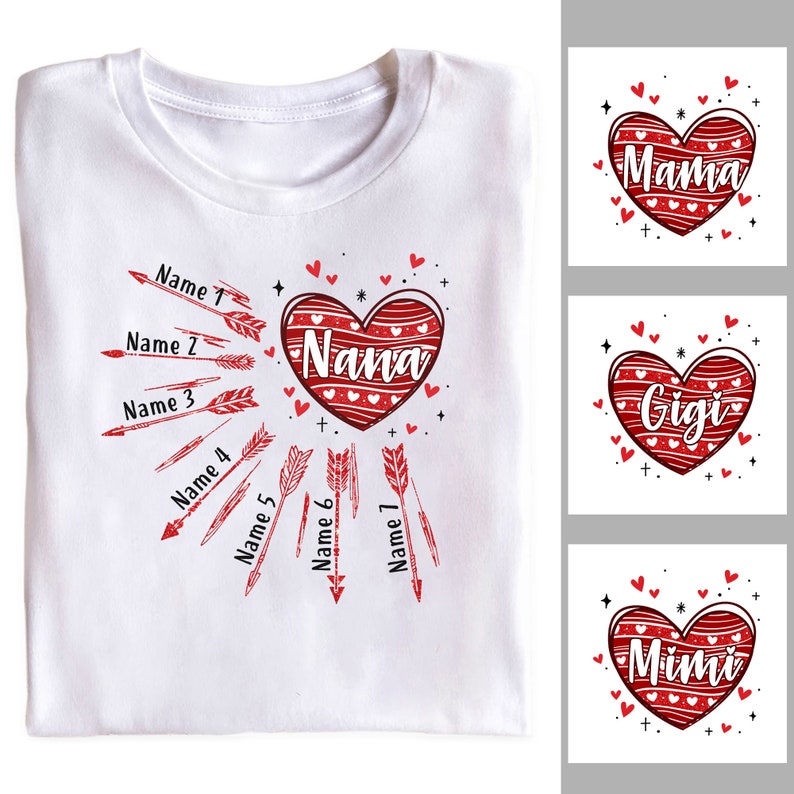 Personalized Grandma’S Grandkids Shirt, Valentine Nana Mimi Mom T- Shirt, Valentine’S Day Gift, Mother’S Day Gift