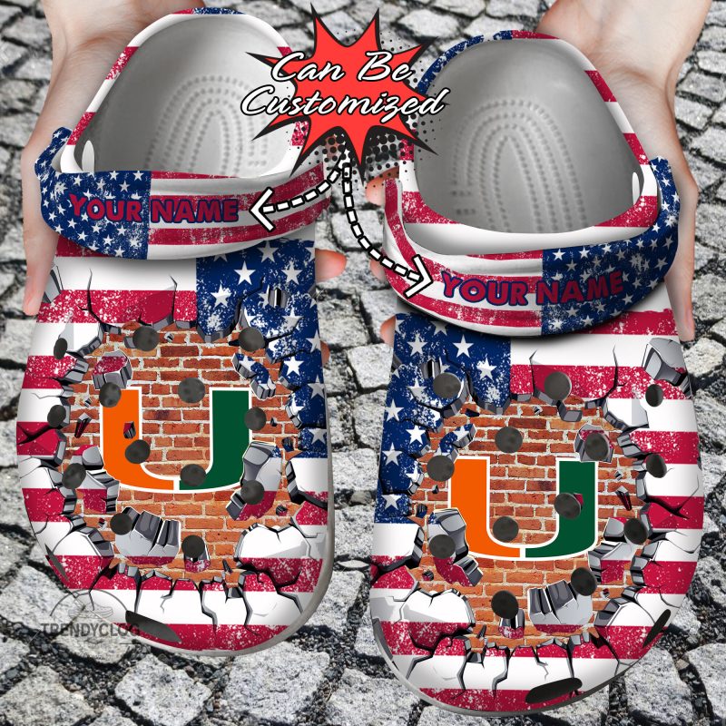 Sport Personalized MHurricanes University American Flag New Clog Shoes