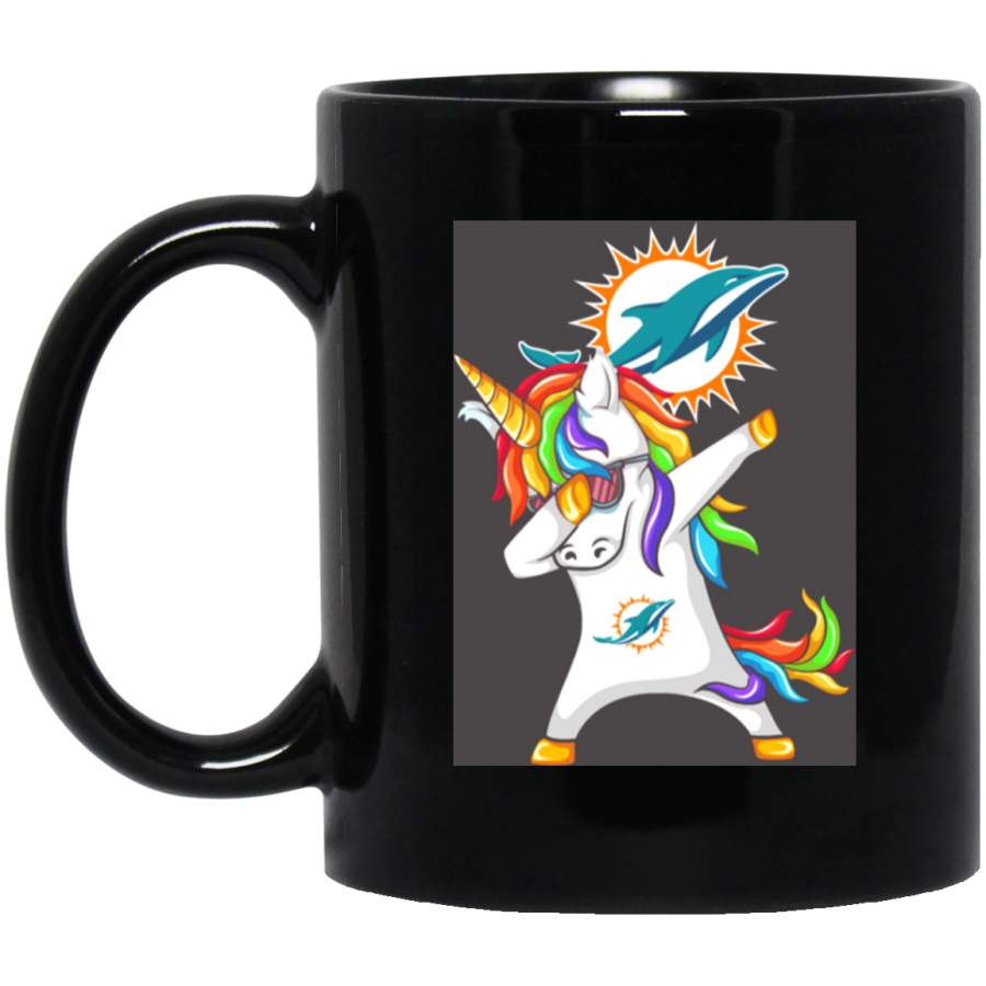 Awesome Dabbing Hip Hop Unicorn Dab Miami Dolphins Mug 11 oz 15 oz Black Mug