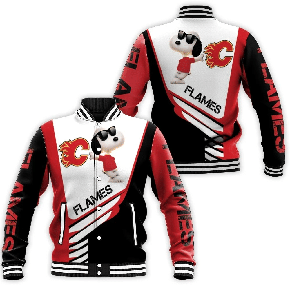 Calgary Flames Snoopy For Fans 3D Baseball Jacket For Men Women