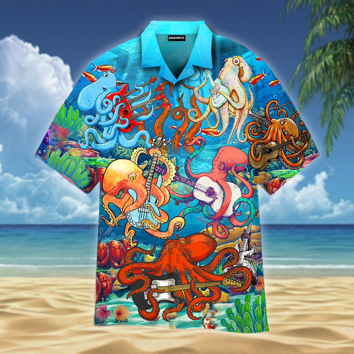 Octopus Playing Guitar Hawaii Shirt For Men Women Adult Ha51418