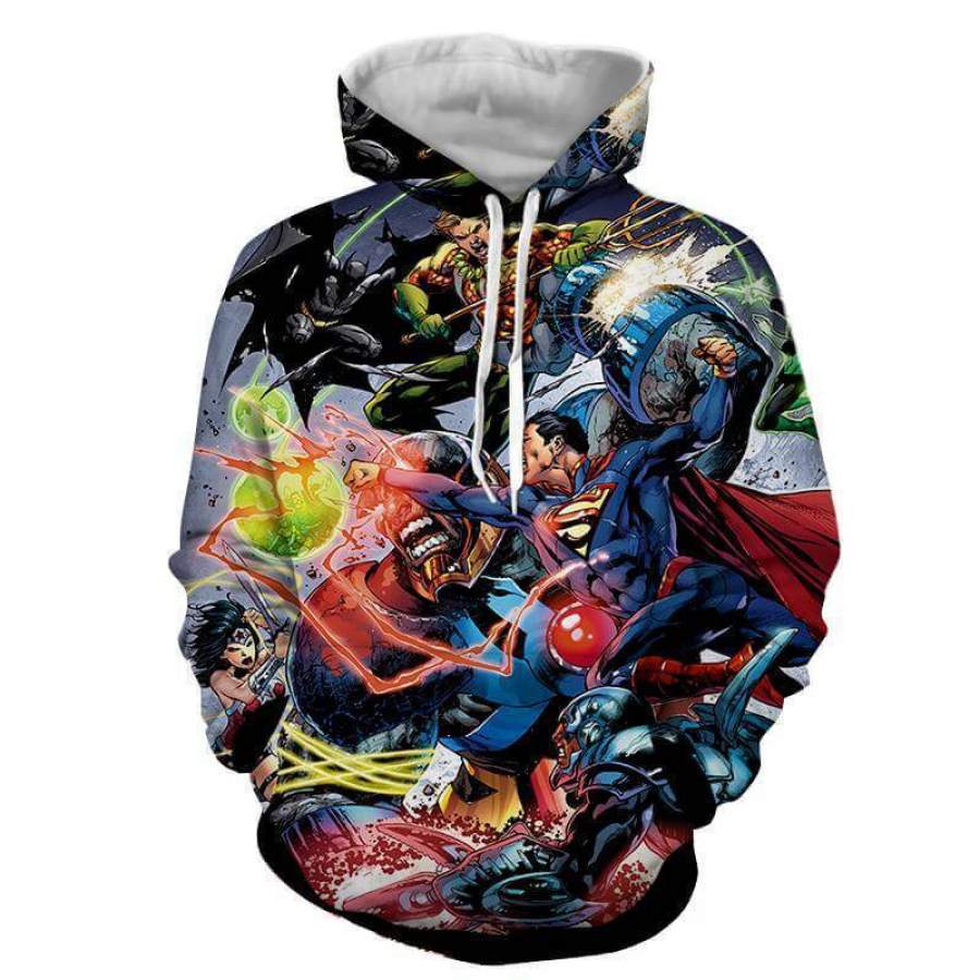 Justice League 3D Printed Hoodie / Super Man / Batman / Wonder Women & All Heros