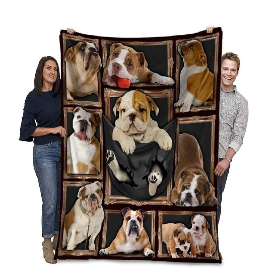 DOG BLANKET 3D ENGLISH BULLDOG PICTURE FRAMES FLEECE BLANKET