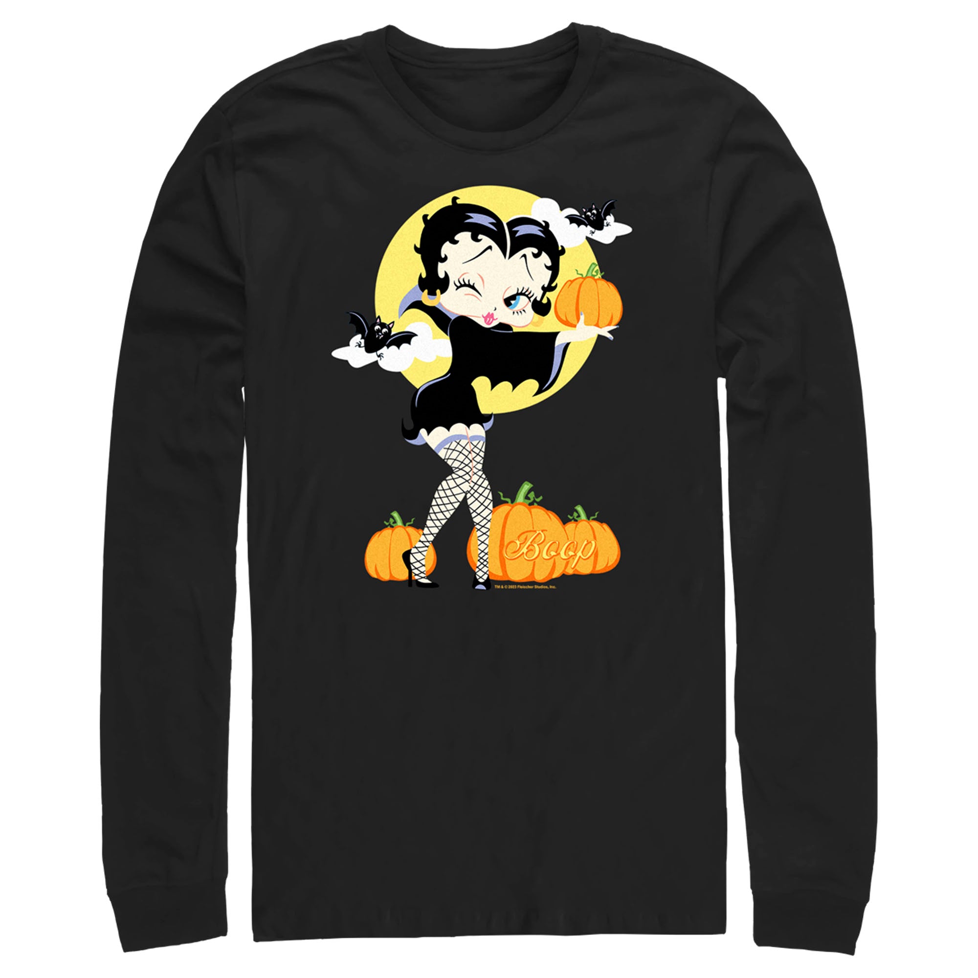 Men’S Betty Boop Halloween Pumpkins Long Sleeve Shirt