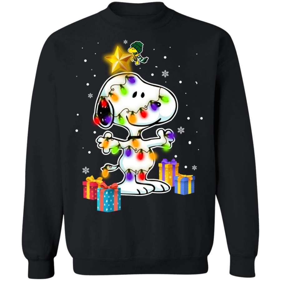 Snoopy With Christmas Lights Sweatshirt