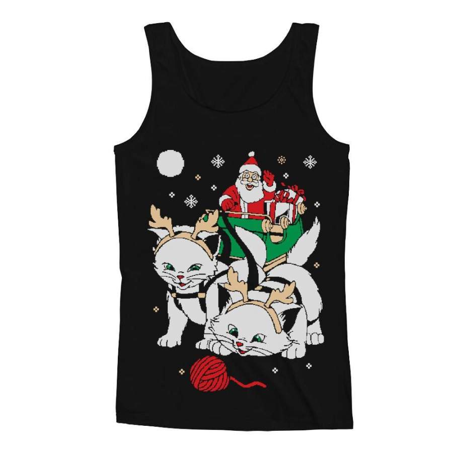 Cats Santa Ride Kittens Ugly Christmas Men’s Tank Top