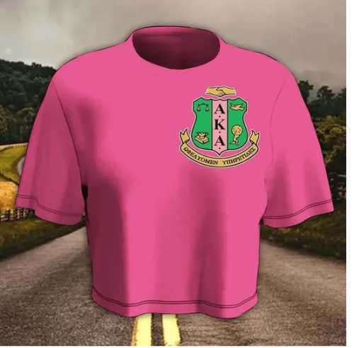 Alpha Kappa Alpha Founded 1908 Sorority Pearl Ivy Emblem Pink Crop Top T Shirt