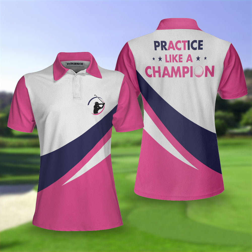 Practice Like A Champion Short Sleeve Women Polo Shirt, Golf Shirt For Ladies Coolspod