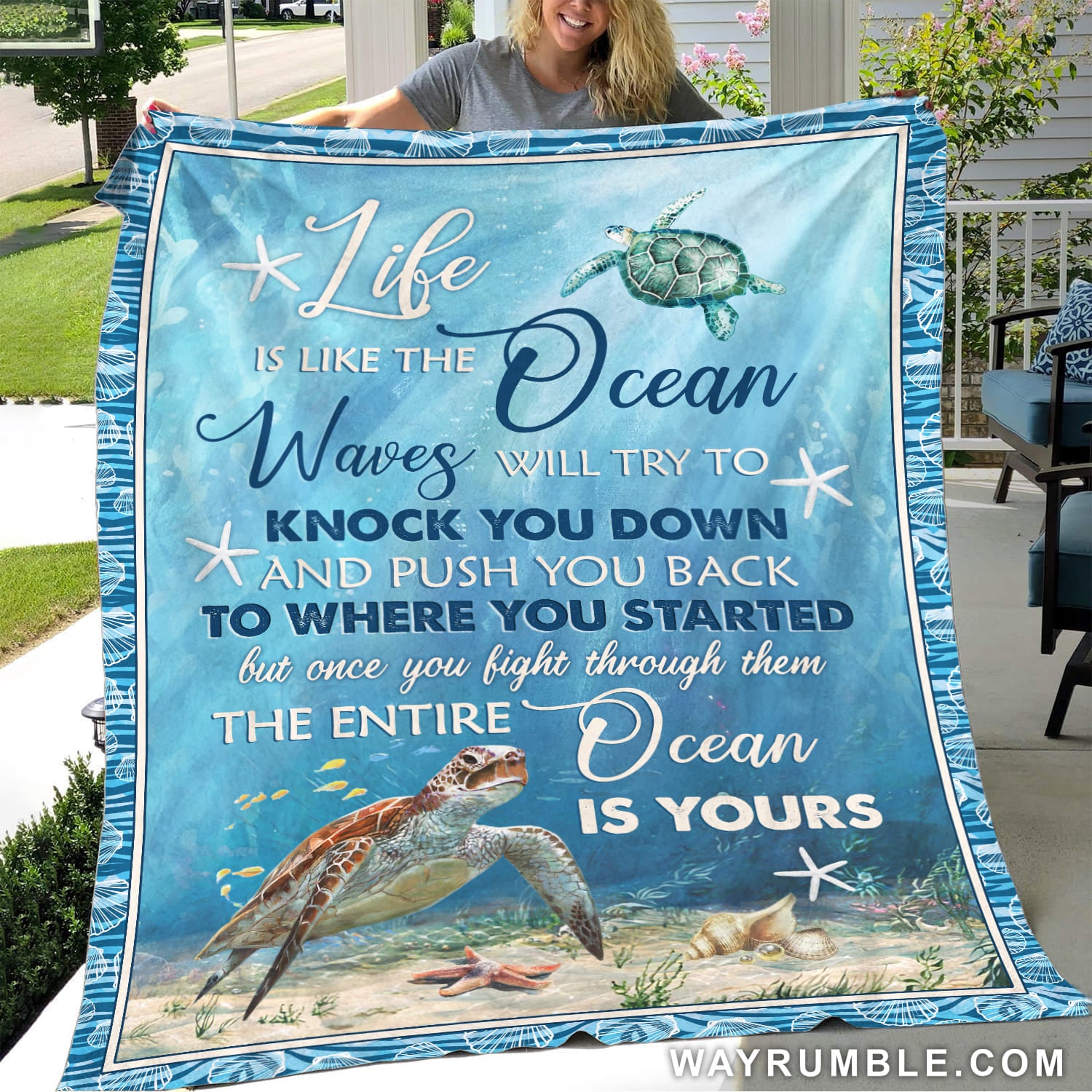 Jesus – Sea Turtle – Life Is Like The Ocean – Blanket