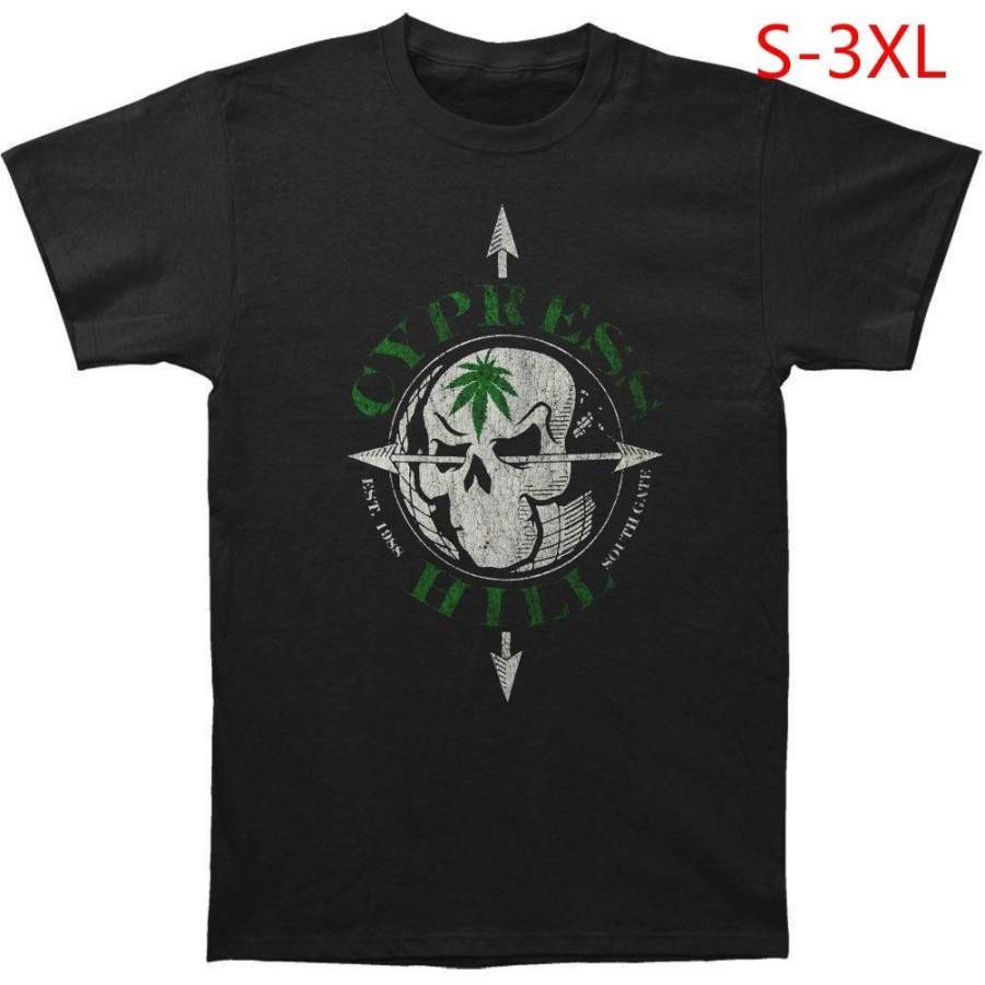Cypress Hill Vintage Skull O-Neck Cotton Men’S T Shirt Black Slze S-3Xl