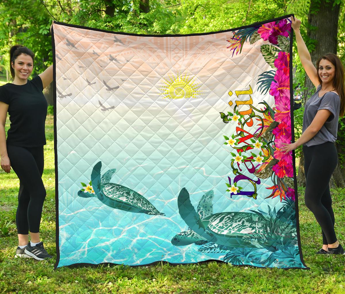 Polynesian Hawaii Quilts – View sea Hawaii with Turtle and Whale – BN17