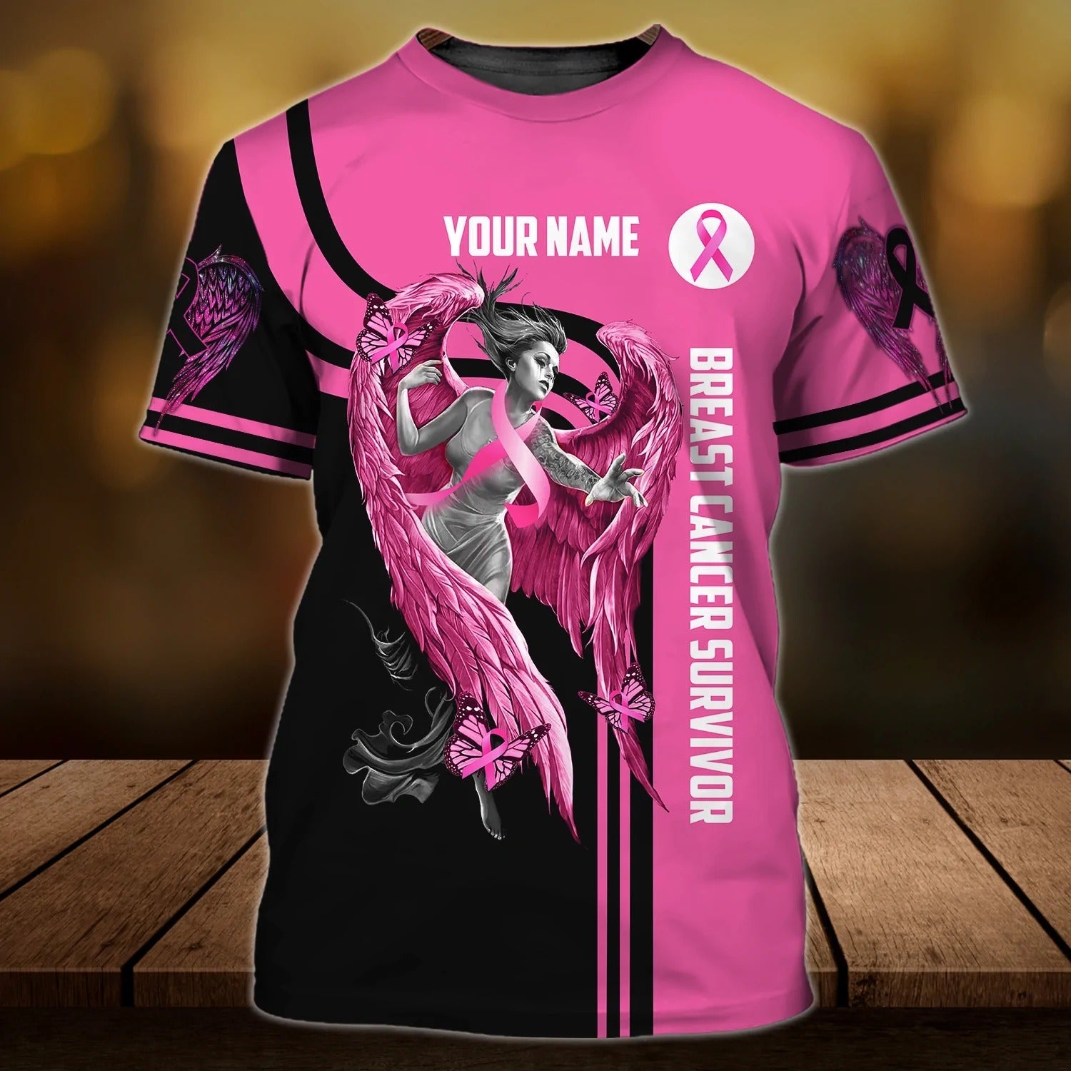 Custom 3D All Over Print Breast Cancer T Shirt For Her, Breast Cancer Survivor Gifts