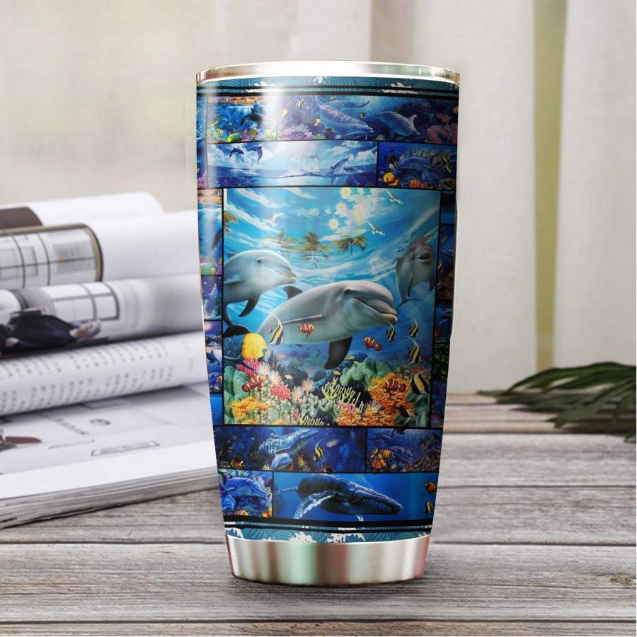 Beautiful Dolphin Double Wall  Stainless Steel Insulated Tumbler Cups