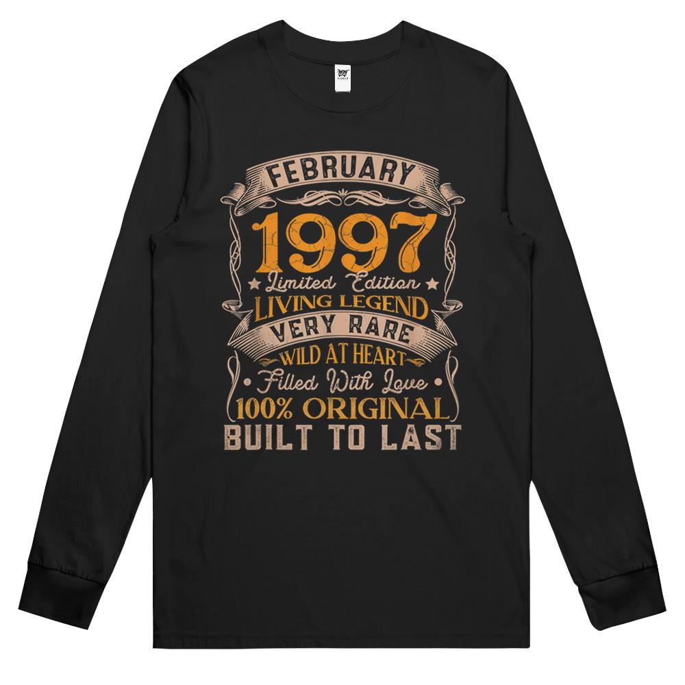 25 Year Old 25Th Birthday Gifts Vintage February 1997 Long Sleeve T Shirts