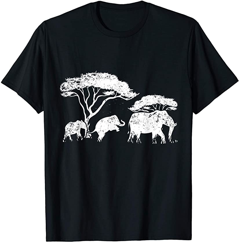 African Elephants Family Zoo Animal Gift Safari Elephant T-Shirt