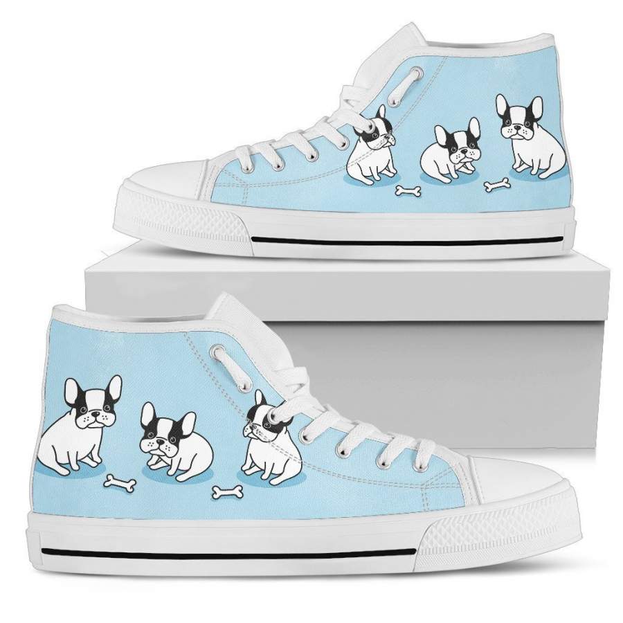 Puppy French Bulldog Sneakers High Top Shoes Gift For Dog Lover NH1911