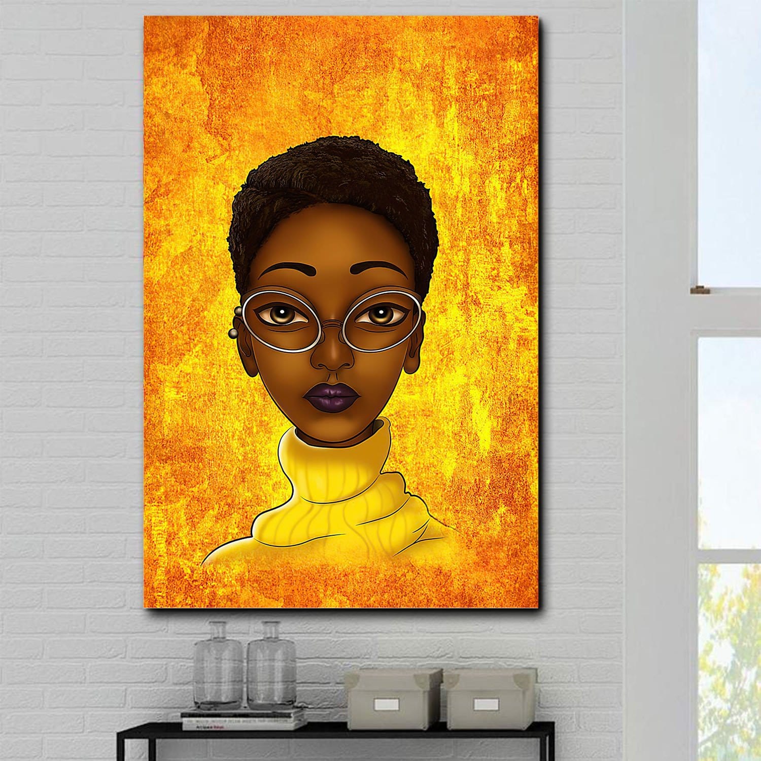 African American Posters Melanin Woman And Yellow Back Ground African Inspired Home Decor