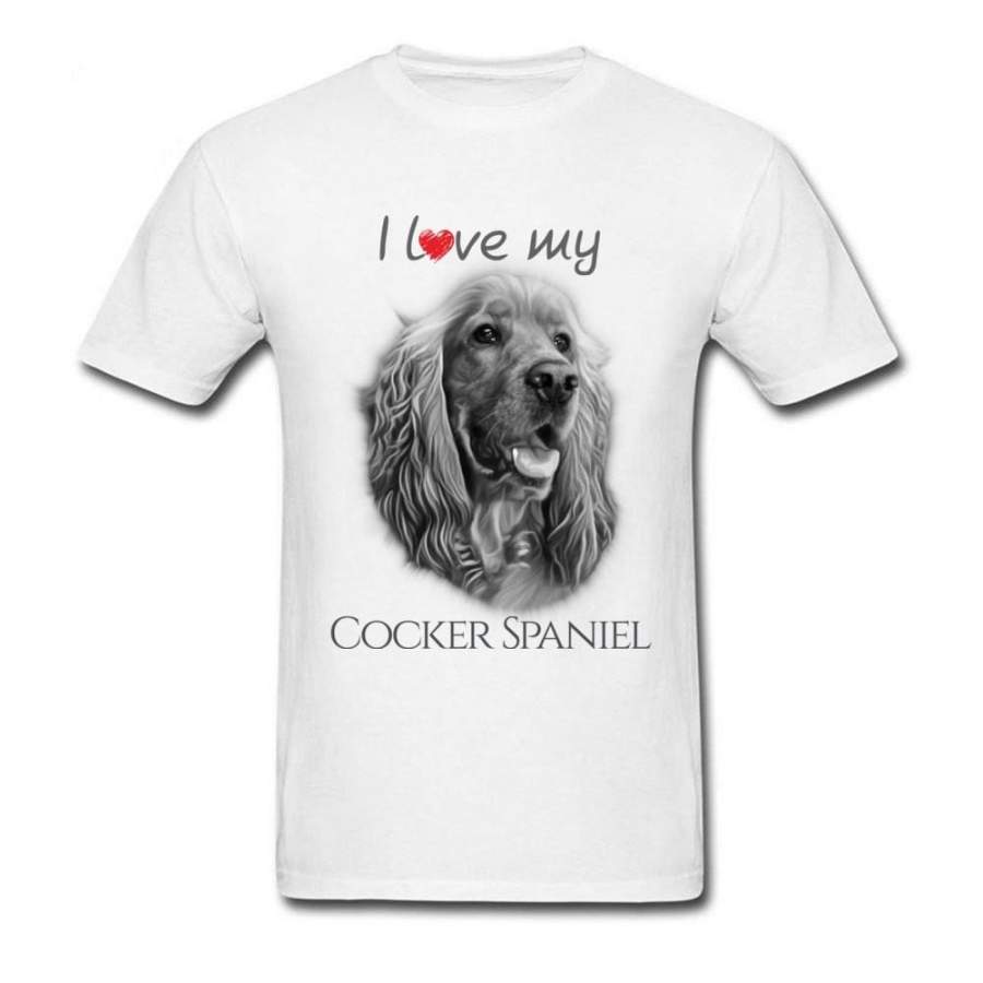 I Love My Cocker Spaniel Cute Dog Graphic T Shirt Men