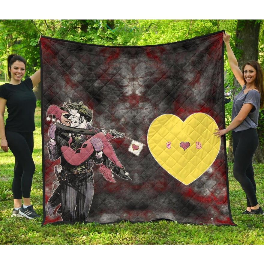 Horror Movie Premium Quilt | J & H Joker And Harley Quinn Love In Battle Quilt Blanket Nt082604