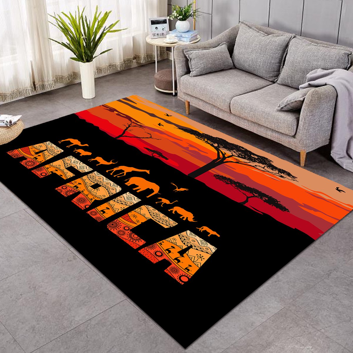 Africa Life Animals Rug Living Room Carpet (Sw0852)