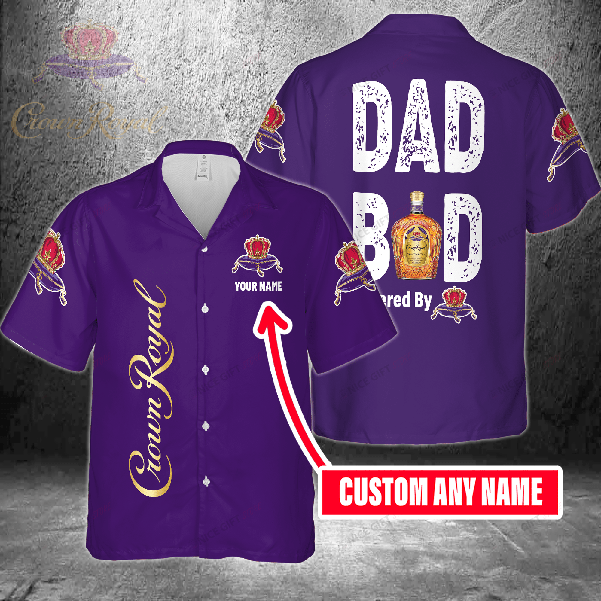 Dad Bod Powered By Crown Royal Custom Name Hawaiian Shirt 3Hs-Y7N5