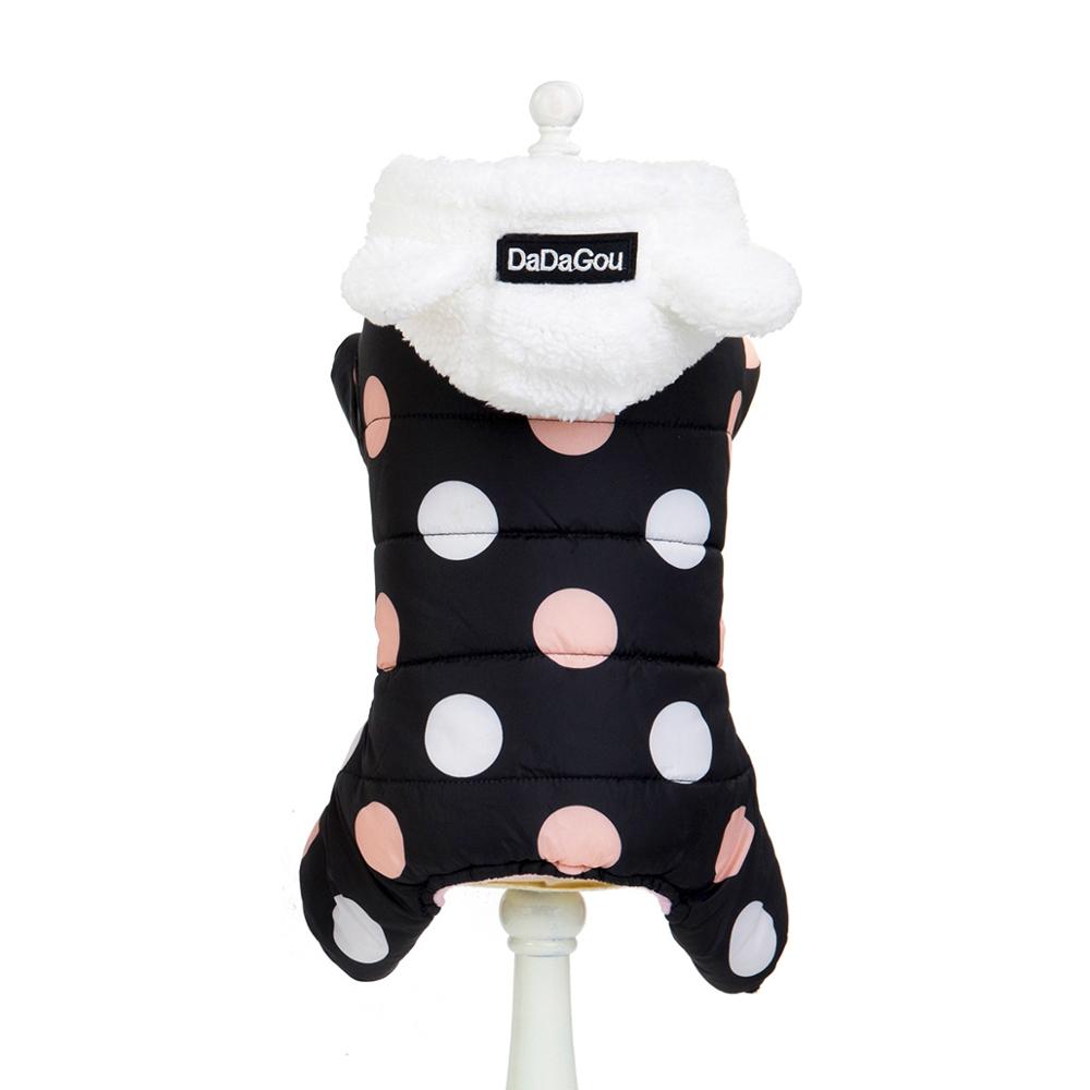 Winter Dog Clothes Hoodie Coat Big Polka Dot Cotton Coat Thicken Winter Warm Clothes for Small Dogs Puppy Sweater Dogs Pets alx