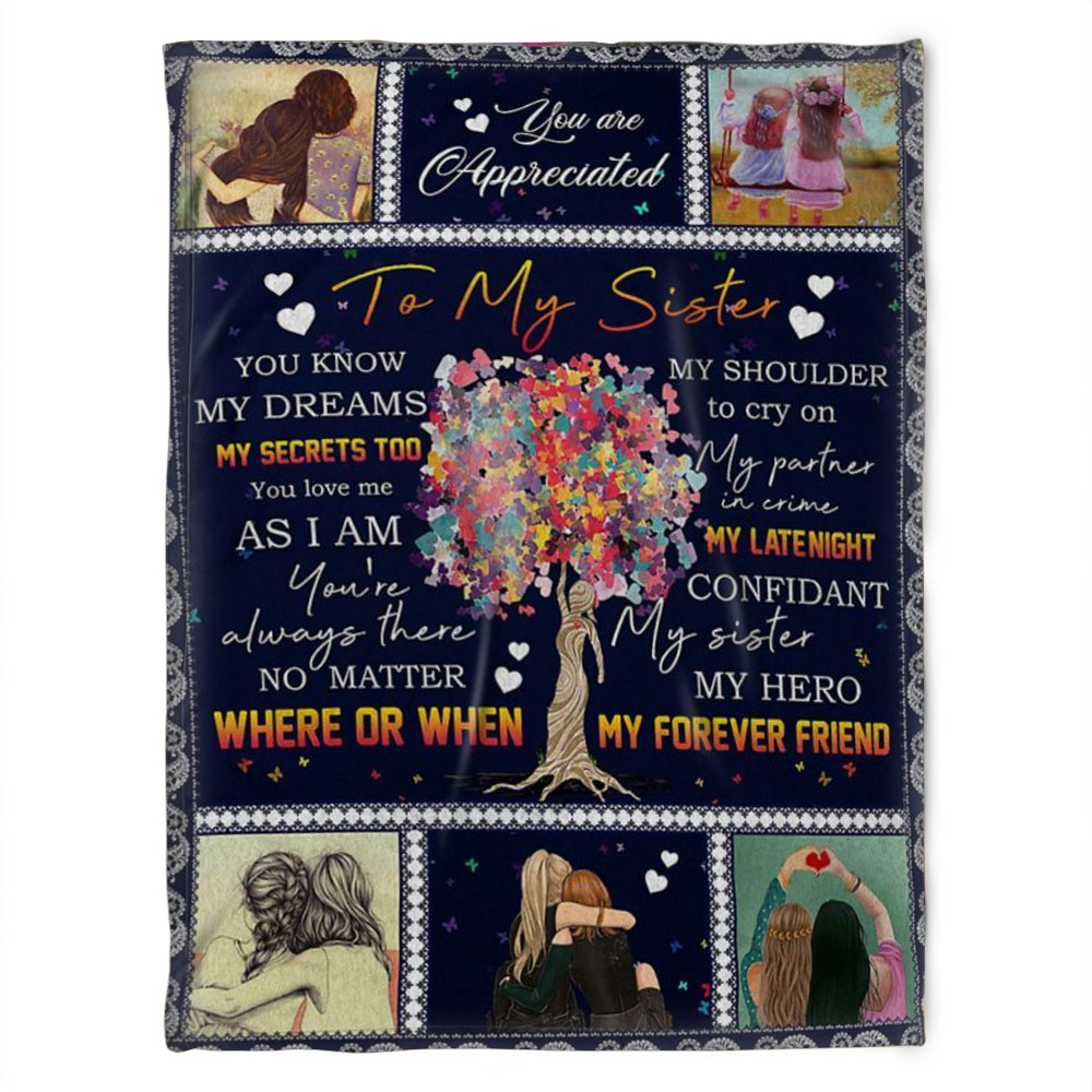 To My Sister Blanket, Fleece Blanket, You Know My Dreams, Gift For Sister Family Home Decor Bedding Couch Sofa Soft And Comfy Cozy