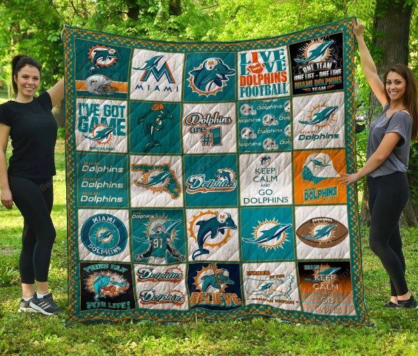 Miami Dolphins Quilt Blanket Fan Made