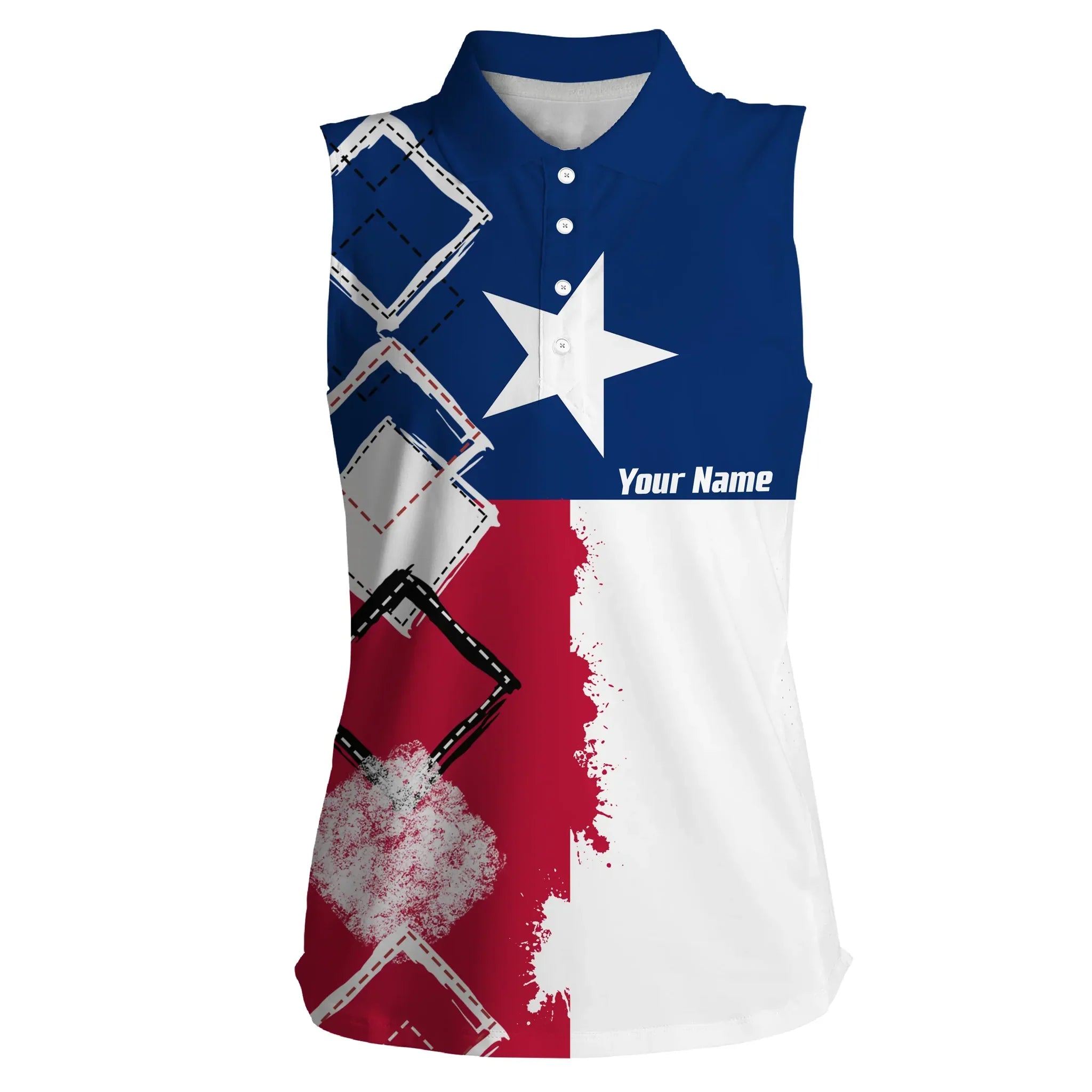 Women Sleeveless Polo Shirt Texas Flag Patriot Custom Name Golf Shirts For Women, Gift For The Golfers