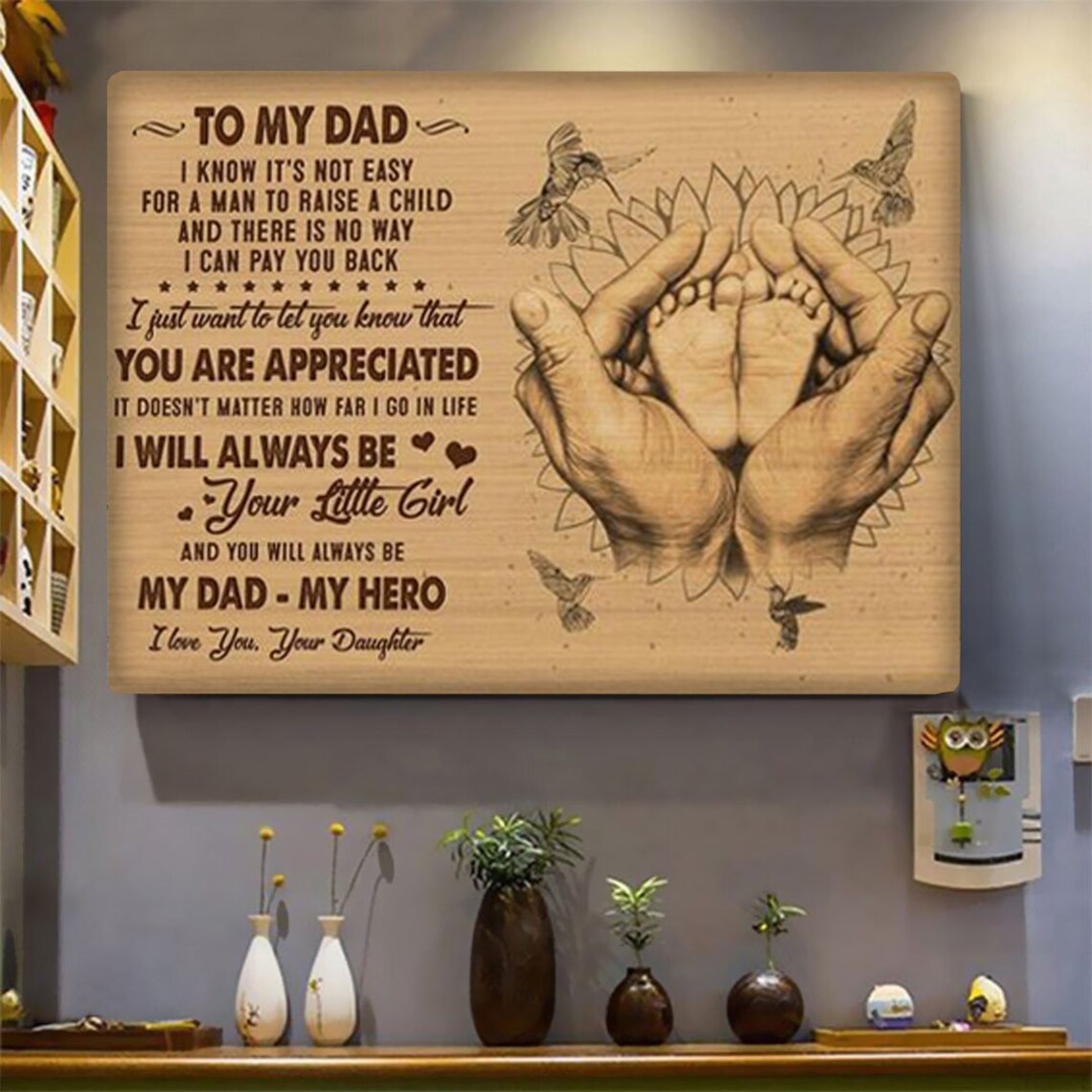 To My Dad Feet I Know It’S Not Easy For A Man To Raise A Child Landscape Poster & Canvas Gift For Father Home Decor Wall Art Visual Art