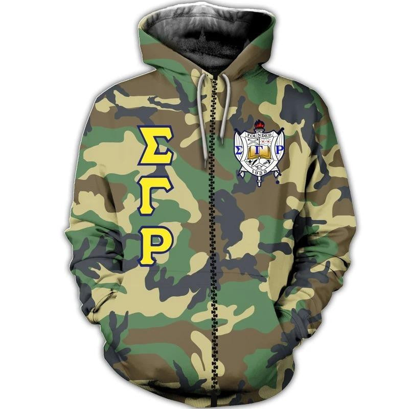 Sorority Hoodie – Militaty Sigma Gamma Rho Woman Poodle Zip Hoodie