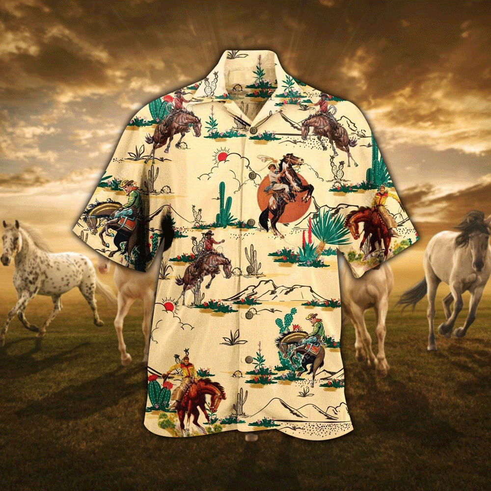 Cowbuy Horse Desert Hawaii Shirt Aloha Ha27035