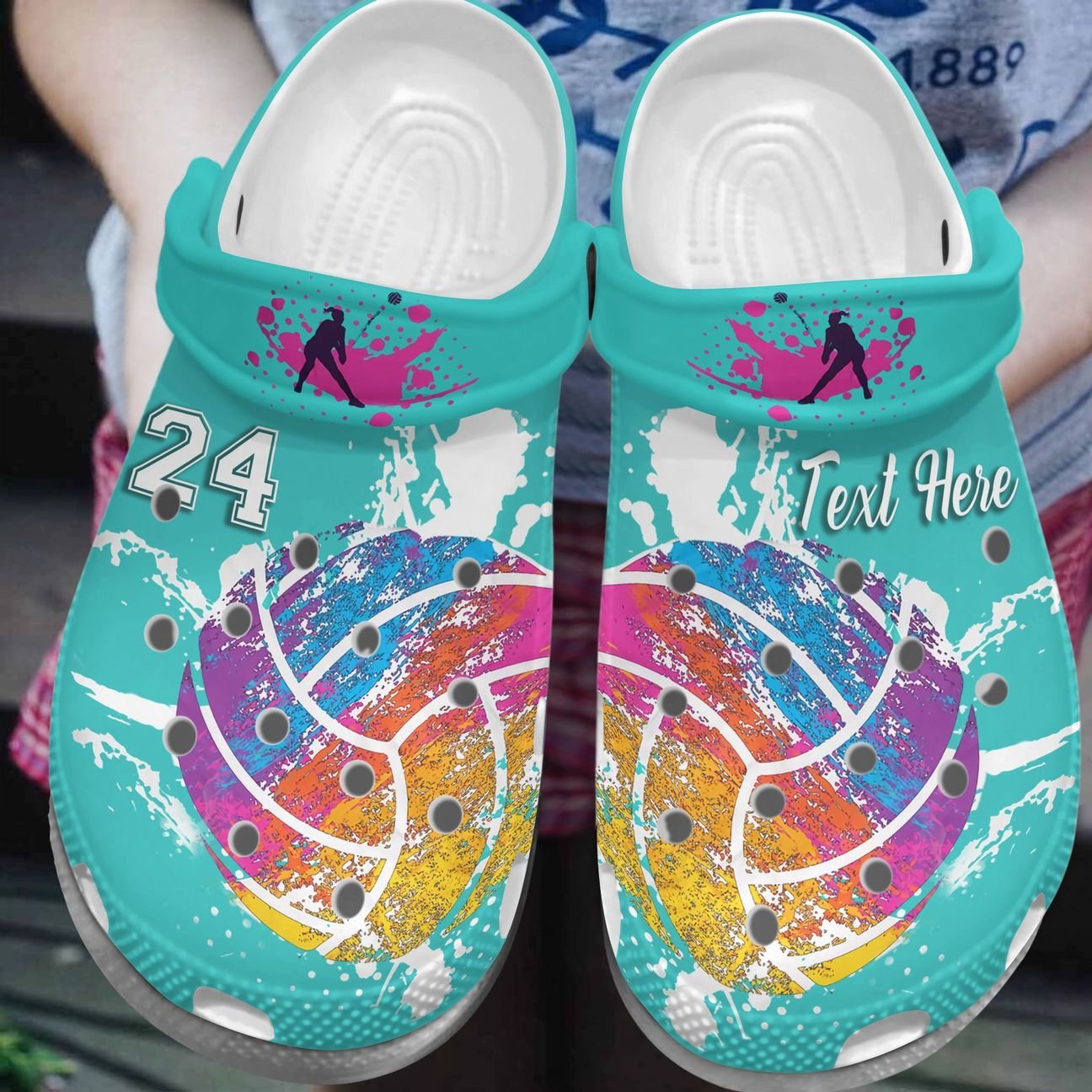 Volleyball Personalized Clog, Custom Name, Text, Color, Number Fashion Style For Women, Men, Kid, Print 3D Watercolor Volleyball