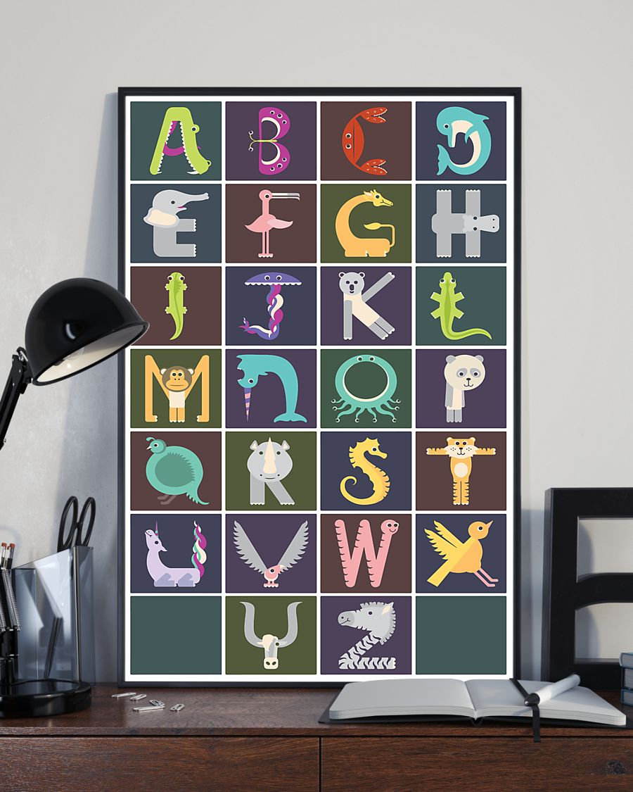 Alphabet Animal Graphic Chart Canvas Prints Vintage Wall Art Gifts Vintage Home Wall Decor Canvas – Mostsuit