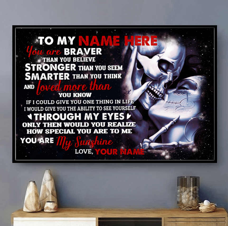 Skull you are braver than you believe personalized poster – NH