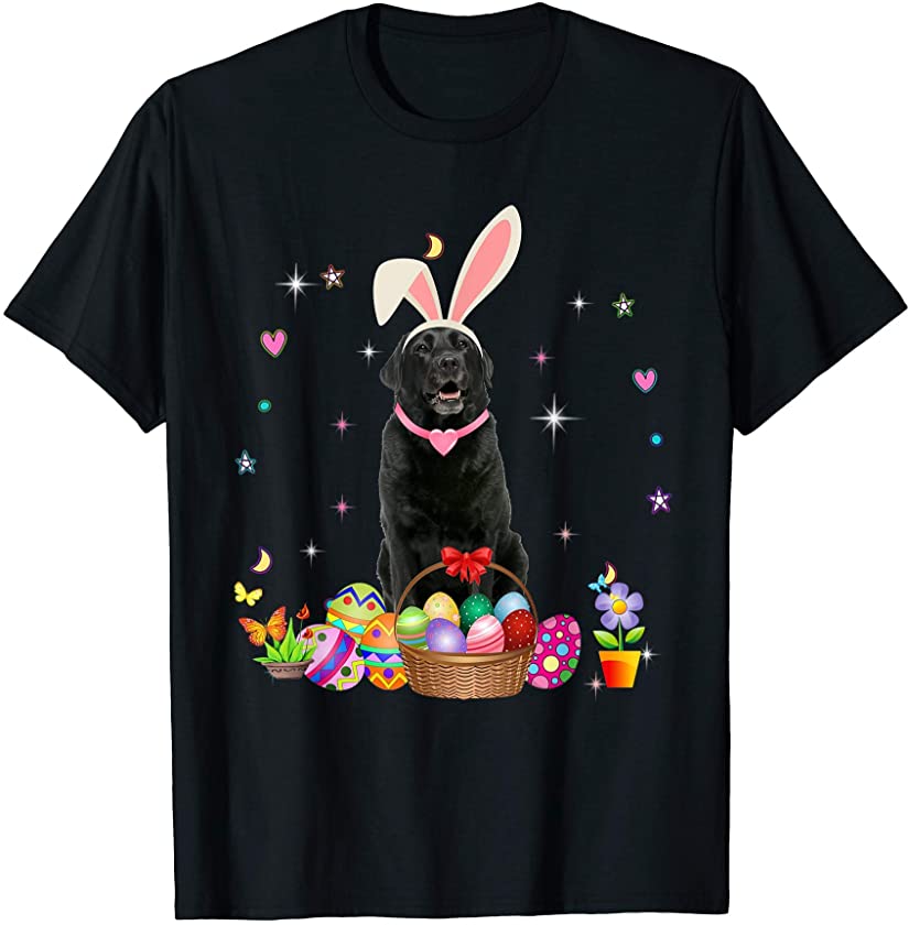 Cute Black Lab Easter Day Bunny Eggs Easter Costume Womens T-Shirt