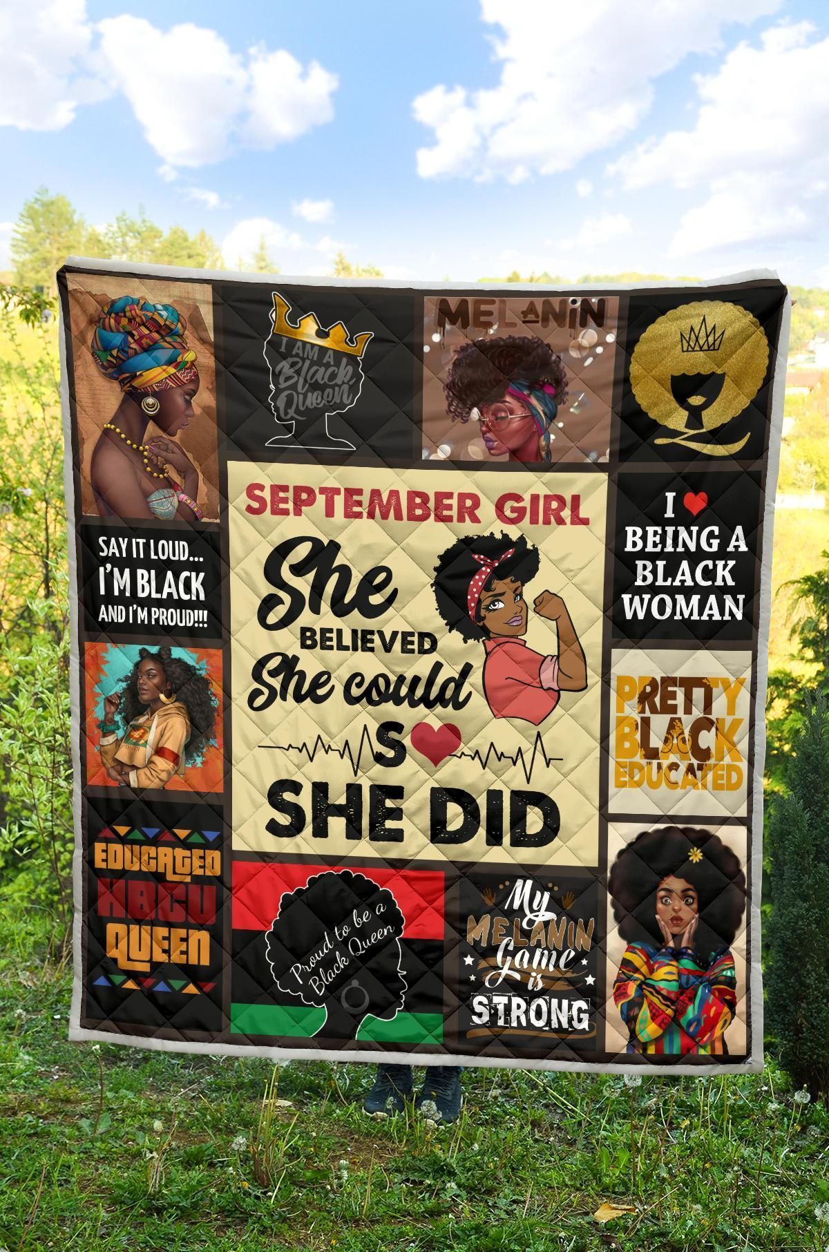 September Girl Melanin Quilt Blanket