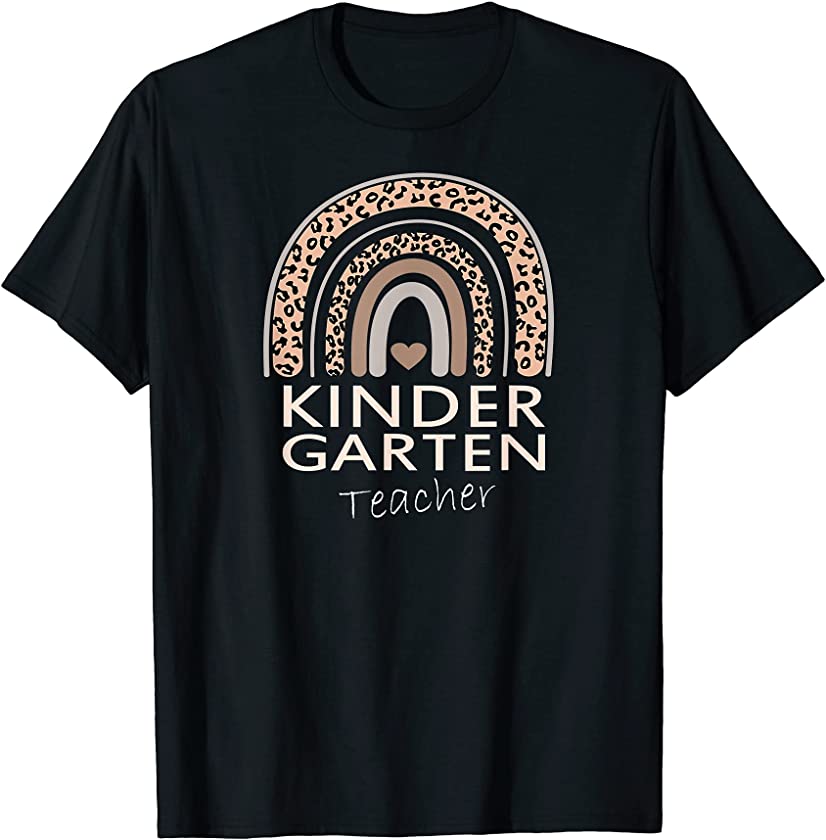 Cute Rainbow Leopard Print Kindergarten Teacher T-Shirt