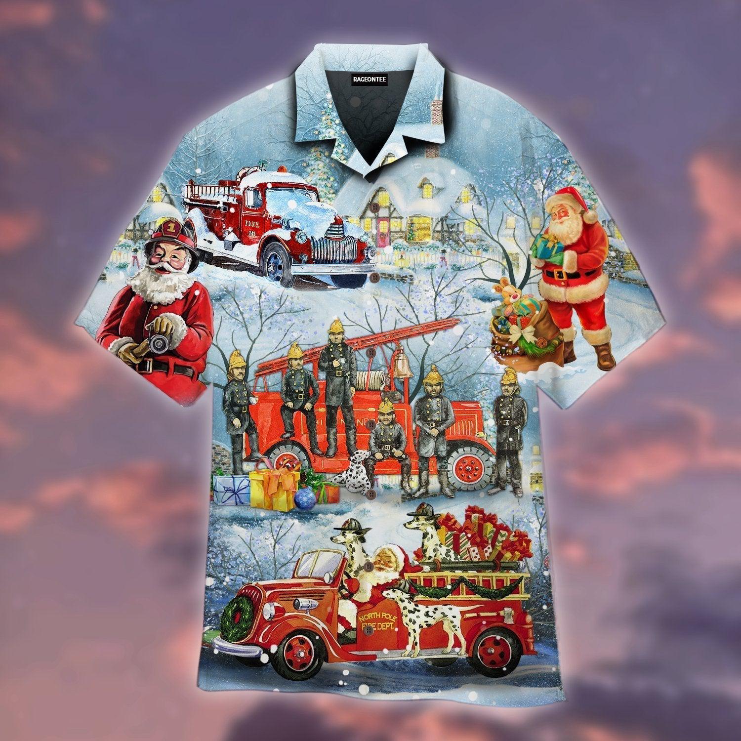 Santa Firefighter Christmas Hawaii Shirt For Men Women Ha19904