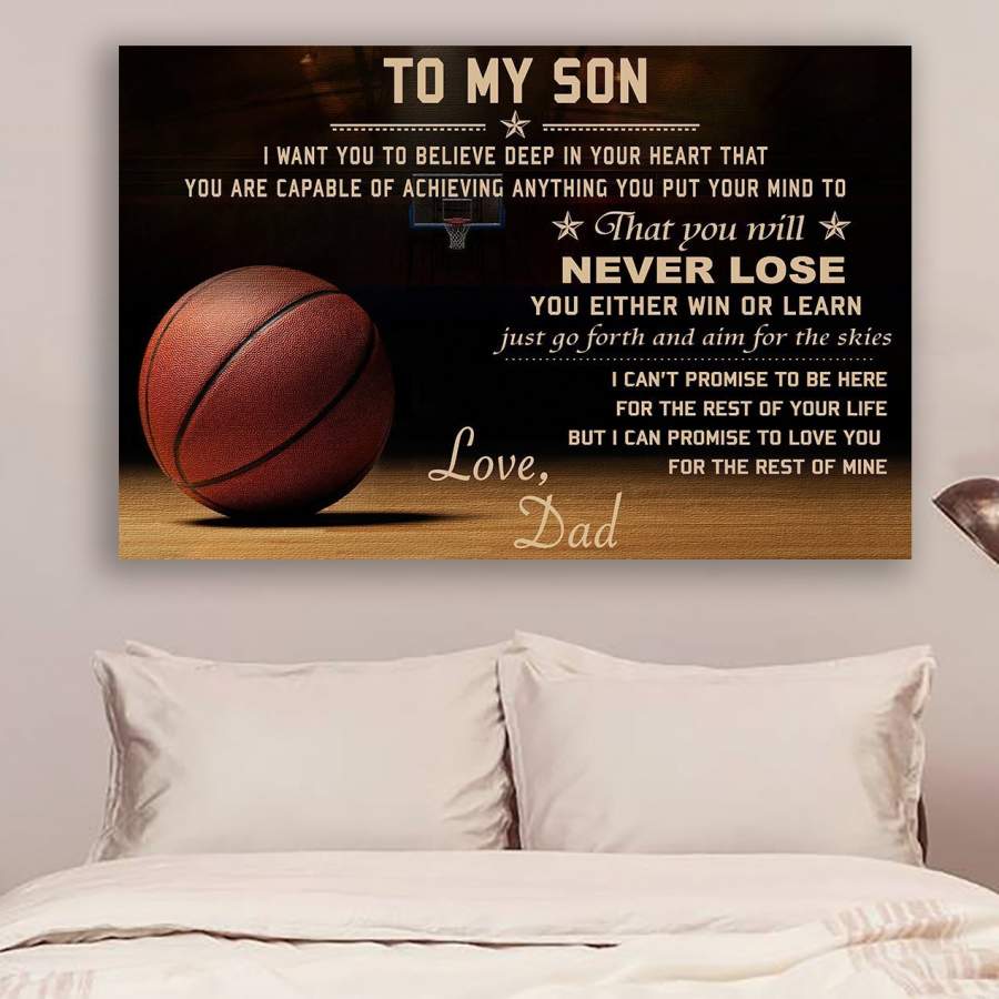 BASKETBALL POSTER – DAD TO SON – NEVER LOSE