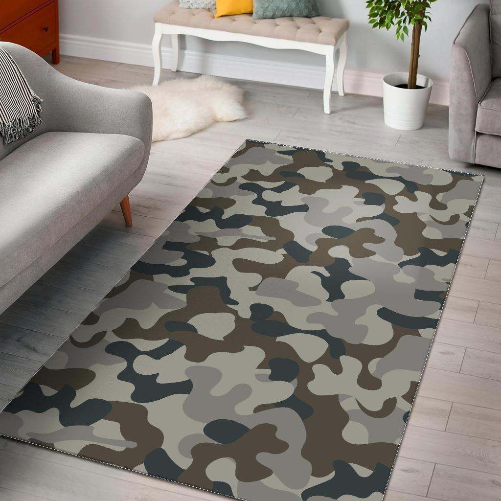 Grey And Brown Camouflage Rug TTVNFSL DNNTVN