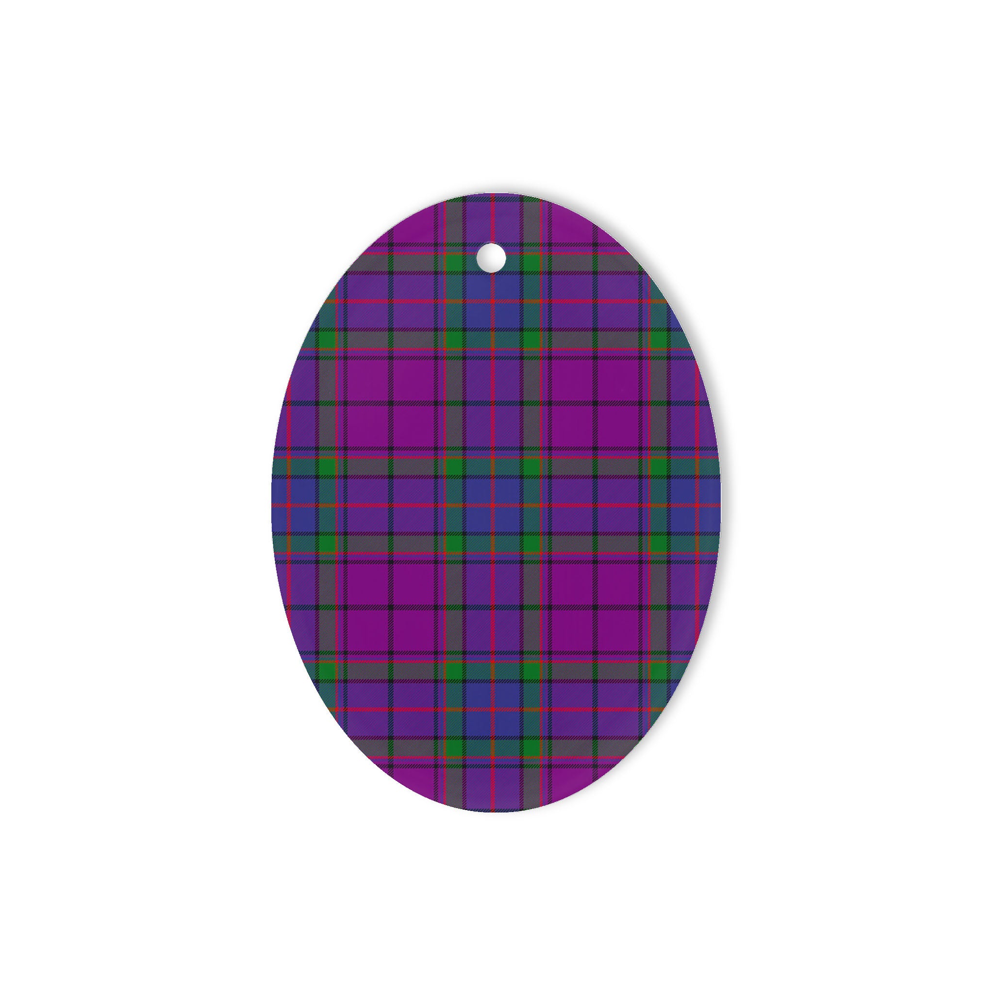 Wardlaw Tartan Oval Ornaments, Christmas Tree Ornament, Plaid Christmas Ornaments, Ceramic Oval Christmas Tree Decoration