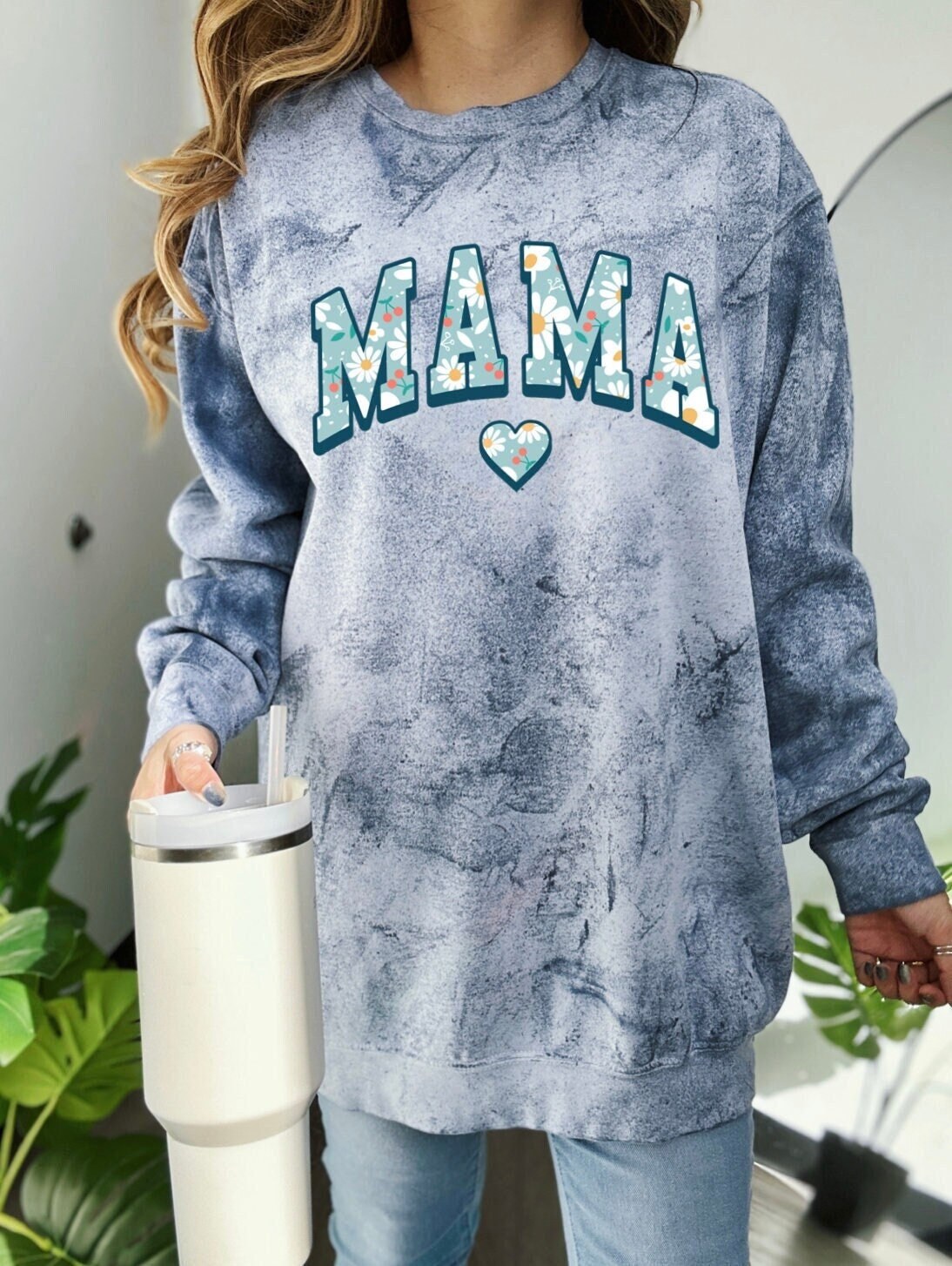 Comfort Colors® floral Mama shirt, Mama Sweatshirt for Mothers Day, Mom Sweatshirt, Shirt for Mom, Mom flower Gift, Mama Gift, boy mom shirt
