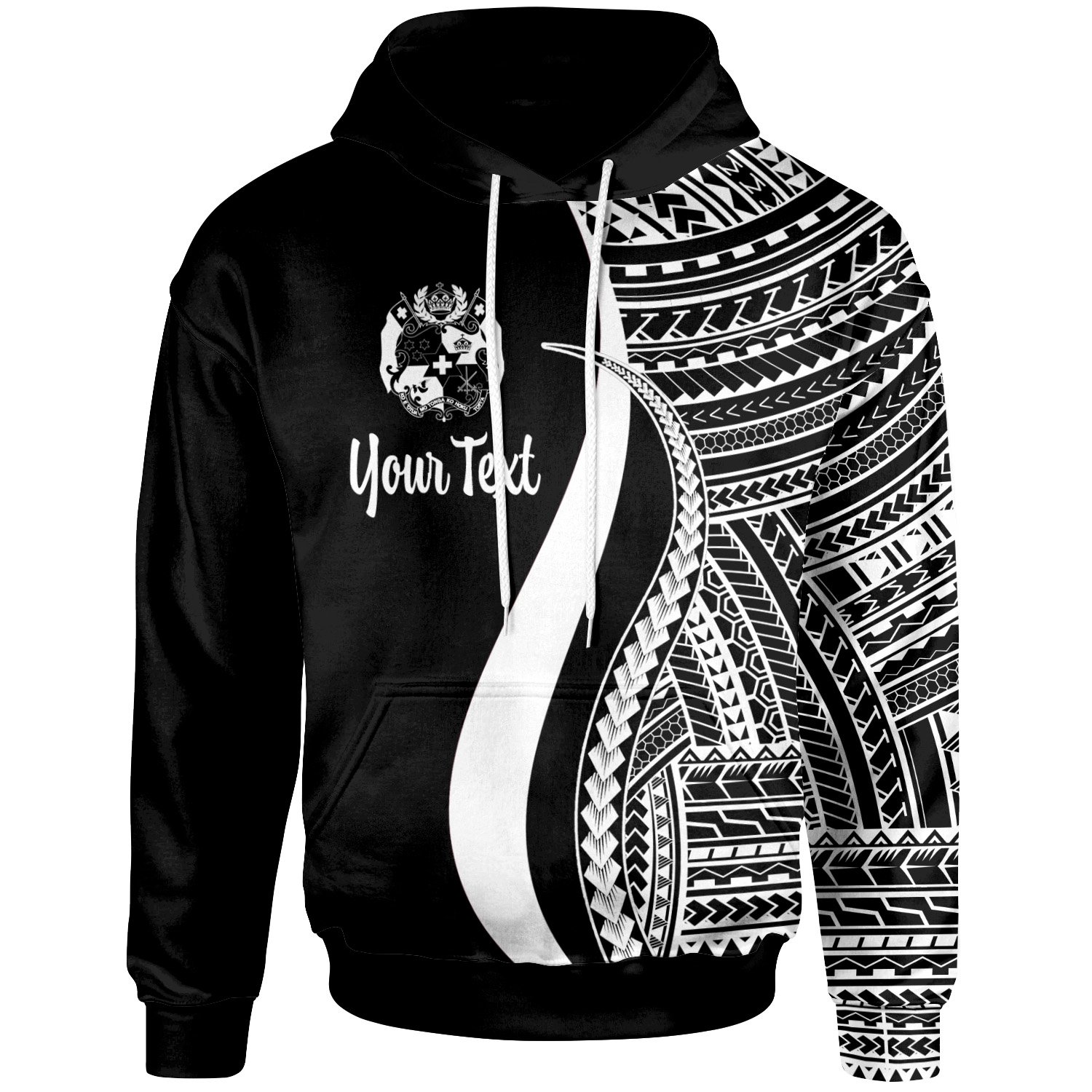 Tonga Custom Personalised Hoodie White – Tentacle Tribal Pattern – BN11