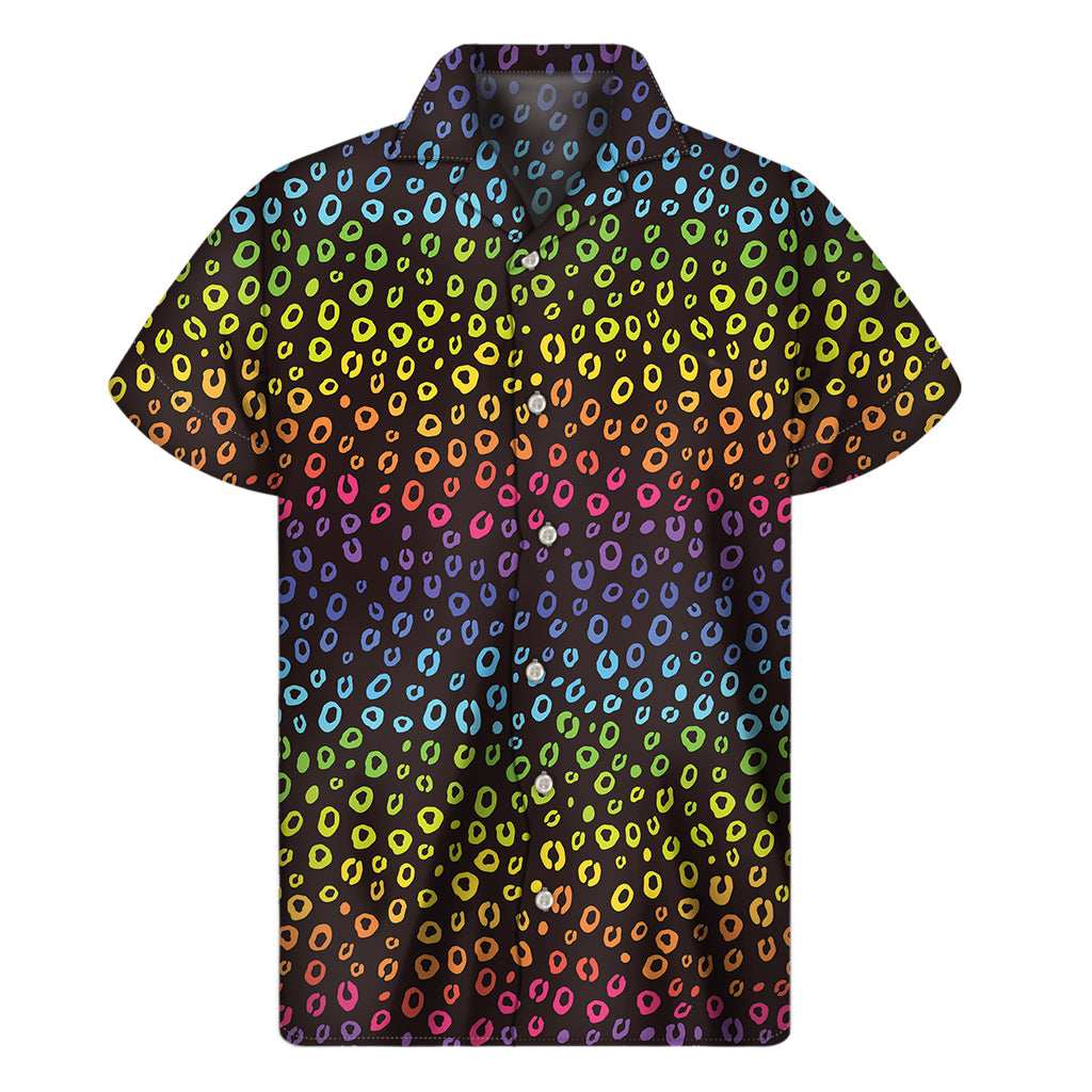 Rainbow Leopard Pattern Print Men’S Short Sleeve Shirt