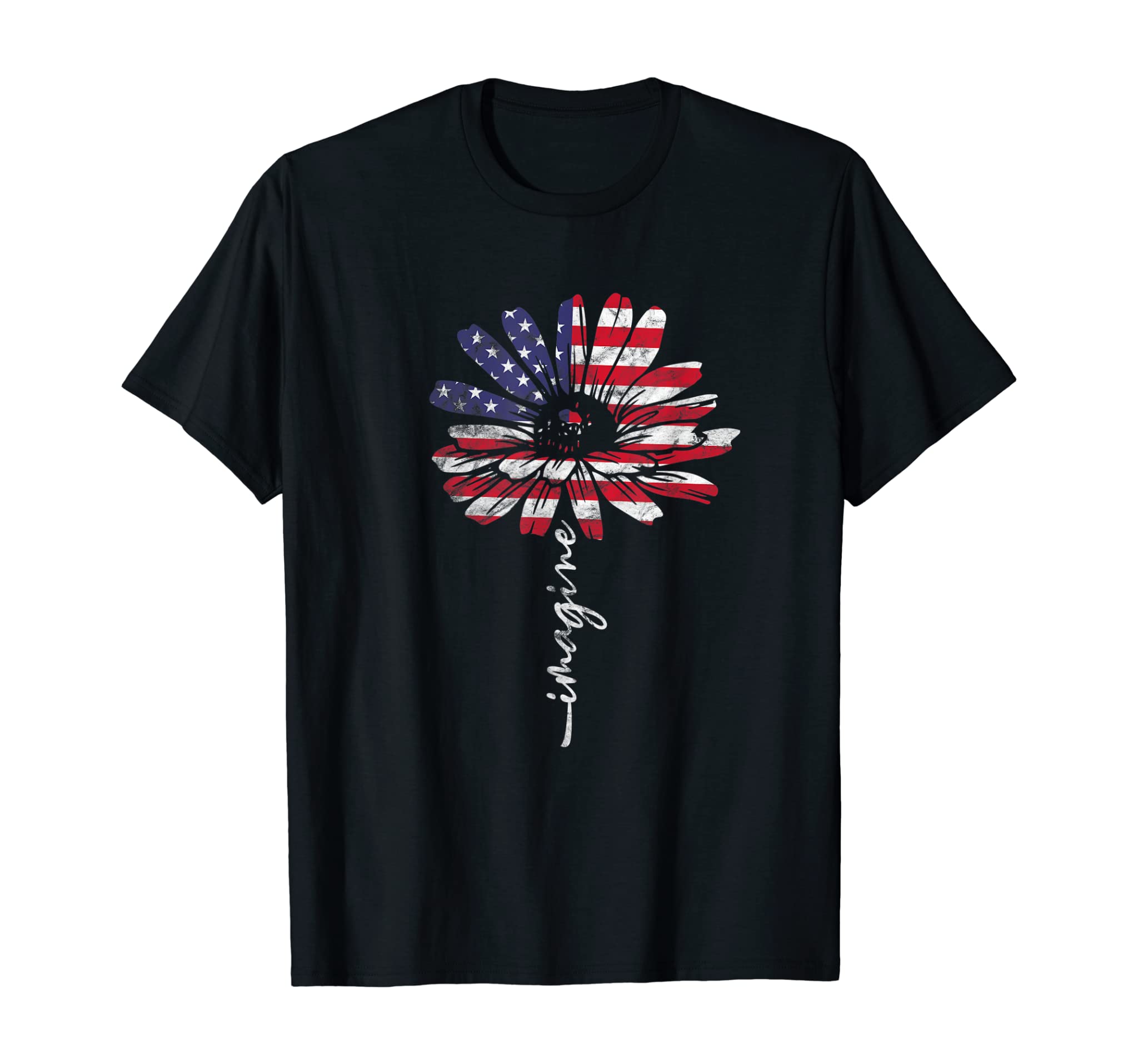 Daisy USA American Flag 4th of July Patriotic Flower Vintage T-Shirt