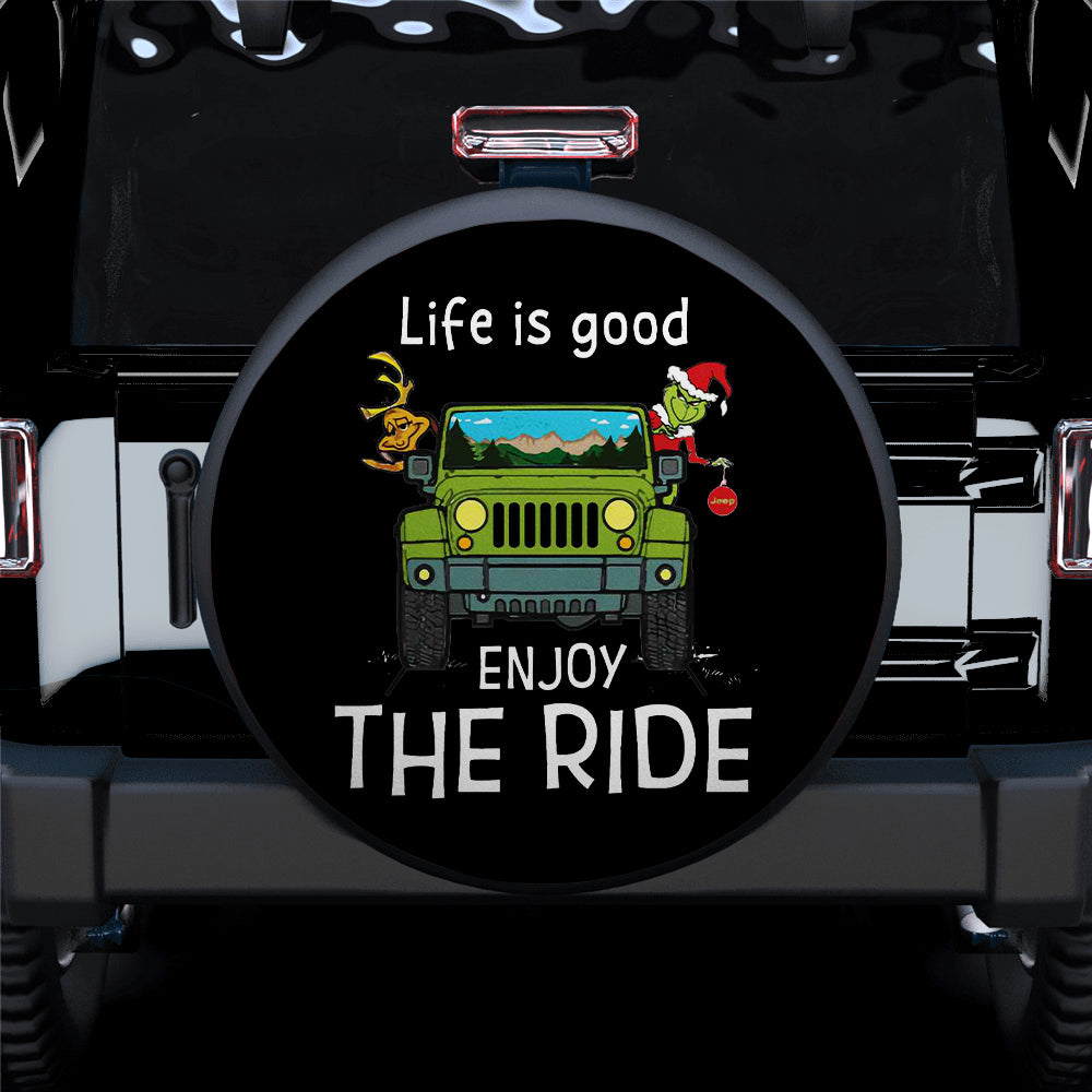 Enjoy The Ride Grinch Jeep Christmas Car Spare Tire Covers Gift For Campers