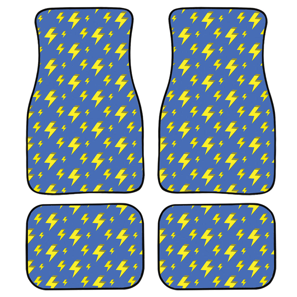 Blue And Yellow Lightning Pattern Print Front And Back Car Floor Mats, Front Car Mat