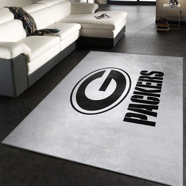 Green Bay Packers Silver Area Rug Carpet Bedroom Christmas Gift Us Decor