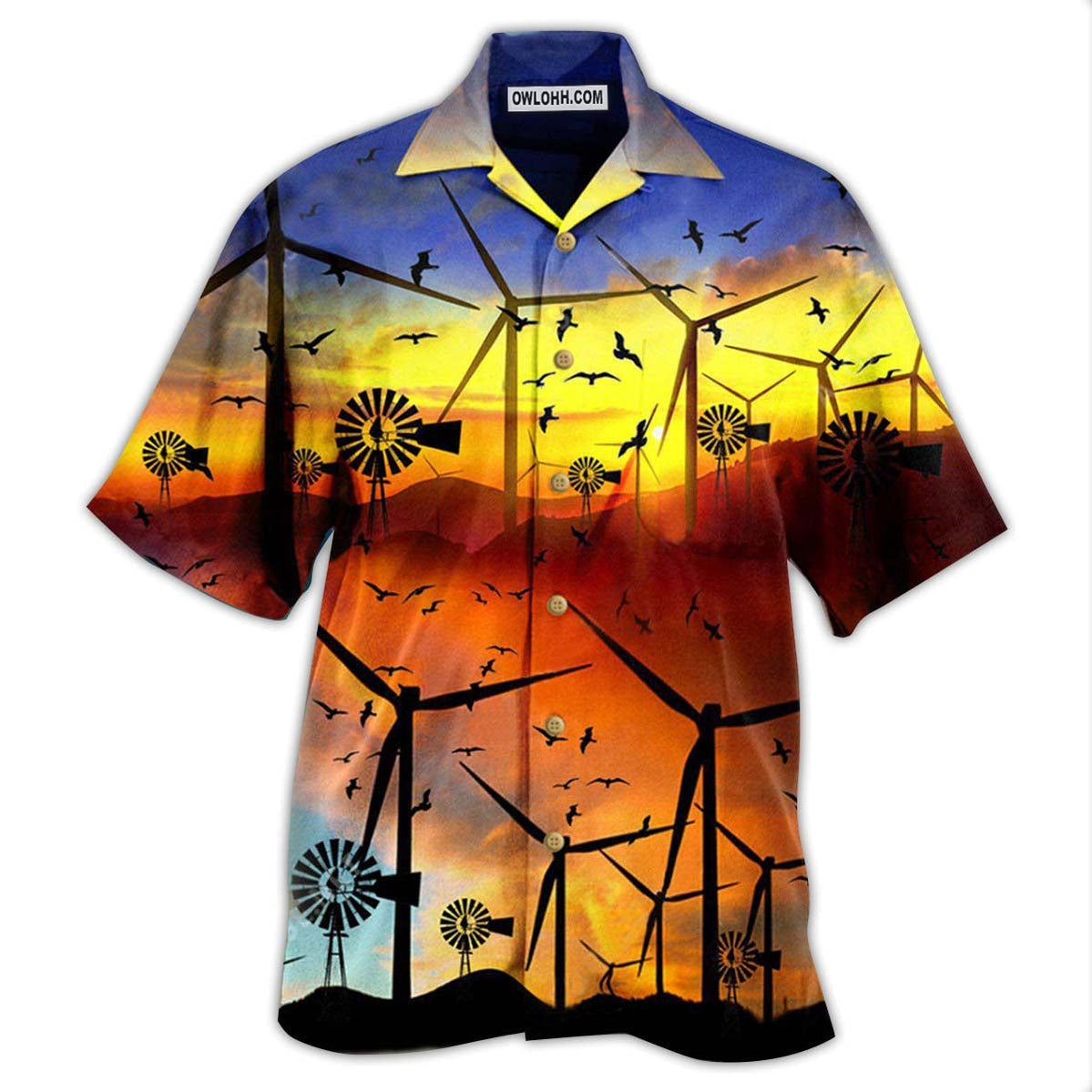 Wind Turbine A Green Planet Is A Clean Planet – Hawaiian Shirt  – Owl Ohh